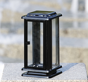 Hřbitovní lampa 01 černá čirá skla