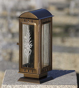 Hřbitovní lampa oblá střecha menší starozlatá